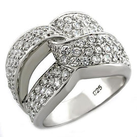 LOAS1006 Rhodium 925 Sterling Silver Ring with AAA Grade CZ in Clear