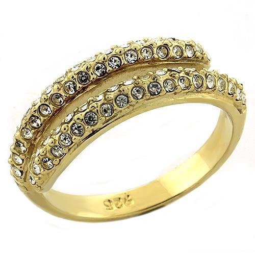 LOAS1224 Gold 925 Sterling Silver Ring with AAA Grade CZ in Clear