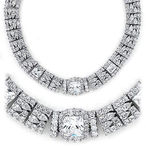 Necklace,925 Sterling Silver,Rhodium,AAA Grade CZ,Clear,Young line,Clearance,Limited Offer
