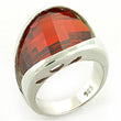 LOAS773 Rhodium 925 Sterling Silver Ring with AAA Grade CZ in Orange