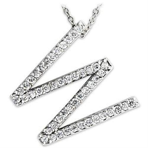 LOAS809 Rhodium 925 Sterling Silver Pendant with AAA Grade CZ in Clear