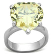 LOAS947 Rhodium 925 Sterling Silver Ring with AAA Grade CZ in Citrine Yellow