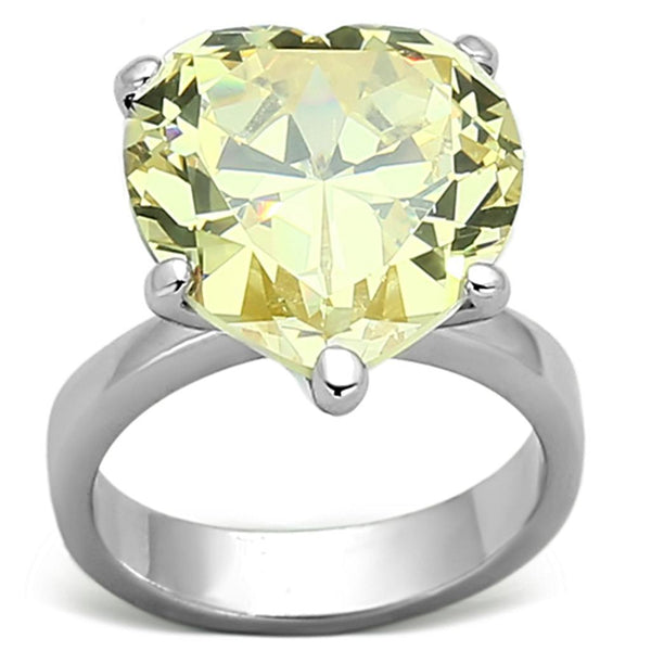 LOAS947 Rhodium 925 Sterling Silver Ring with AAA Grade CZ in Citrine Yellow