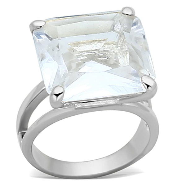 LOAS949 Silver 925 Sterling Silver Ring with Synthetic in Clear