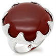 LOS085 High-Polished 925 Sterling Silver Ring with Semi-Precious in Ruby
