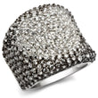 LOS122 Rhodium + Ruthenium 925 Sterling Silver Ring with AAA Grade CZ in Jet