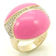 LOS170 Gold 925 Sterling Silver Ring with Top Grade Crystal in Clear