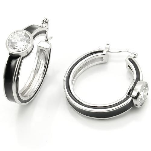 LOS173 Rhodium 925 Sterling Silver Earrings with AAA Grade CZ in Clear