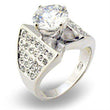 S22110 Rhodium 925 Sterling Silver Ring with AAA Grade CZ in Clear