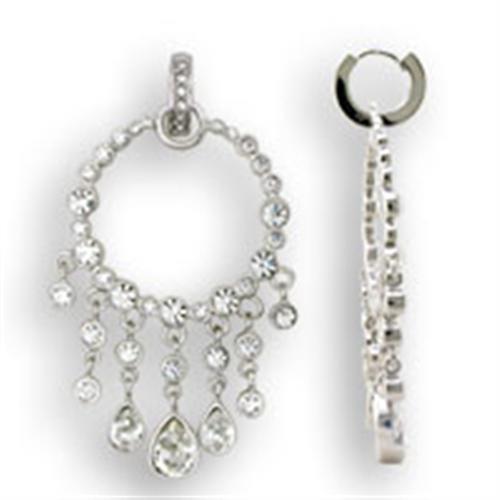 S37108 Rhodium 925 Sterling Silver Earrings with Top Grade Crystal in Clear