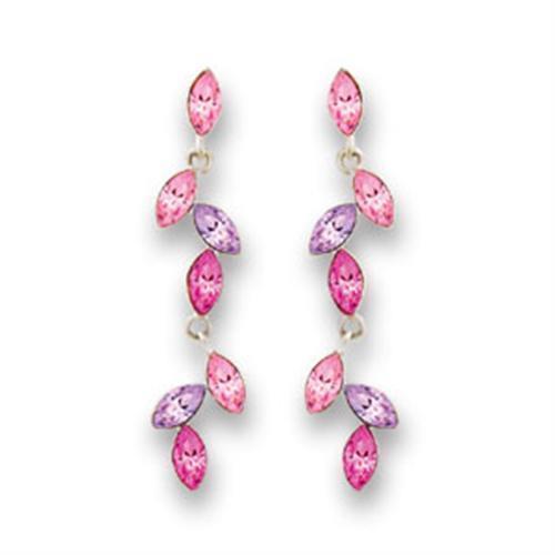 S411001 Rhodium 925 Sterling Silver Earrings with Top Grade Crystal in Multi Color