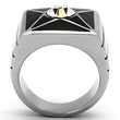 TK1049 High polished (no plating) Stainless Steel Ring with Top Grade Crystal in Clear