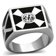 TK1052 High polished (no plating) Stainless Steel Ring with Top Grade Crystal in Clear