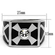 TK1052 High polished (no plating) Stainless Steel Ring with Top Grade Crystal in Clear
