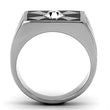 TK1052 High polished (no plating) Stainless Steel Ring with Top Grade Crystal in Clear