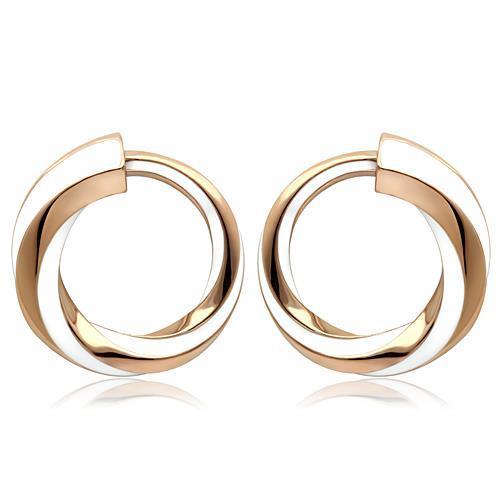 TK1488 IP Rose Gold(Ion Plating) Stainless Steel Earrings with Epoxy in White