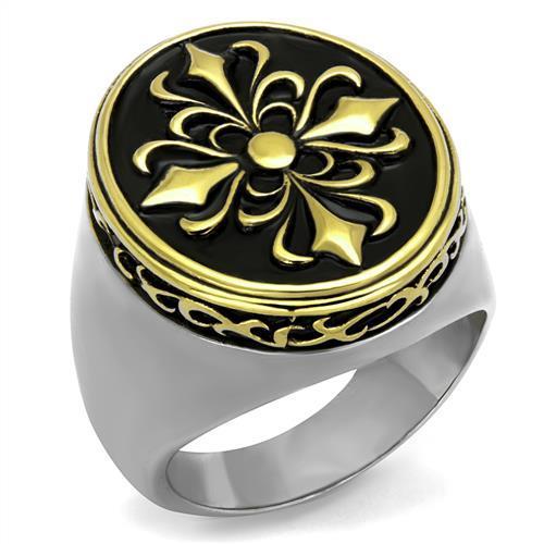 TK2241 Two-Tone IP Gold (Ion Plating) Stainless Steel Ring with Epoxy in Jet