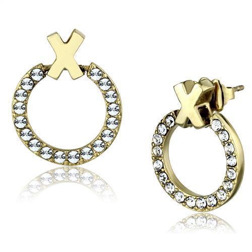 TK2271 IP Gold(Ion Plating) Stainless Steel Earrings with Top Grade Crystal in Clear