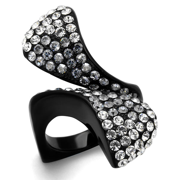 TK2360 IP Black(Ion Plating) Stainless Steel Ring with Top Grade Crystal in Montana