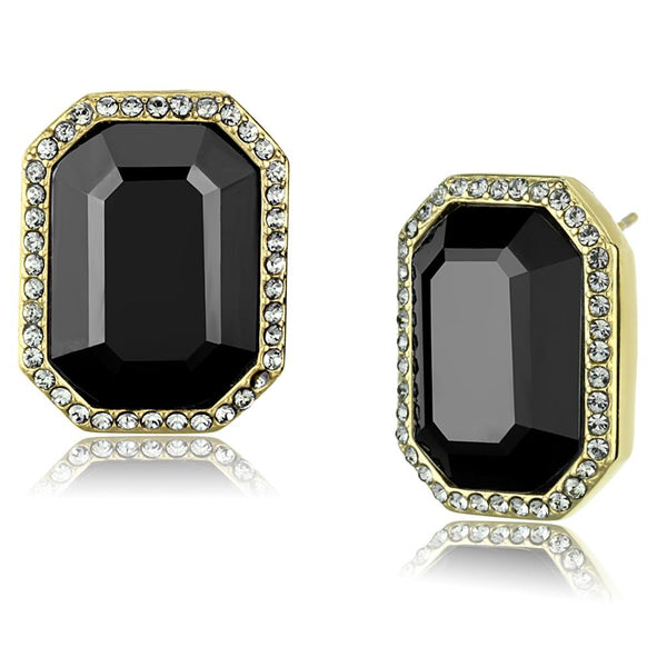 TK2378 IP Gold(Ion Plating) Stainless Steel Earrings with Top Grade Crystal in Hematite