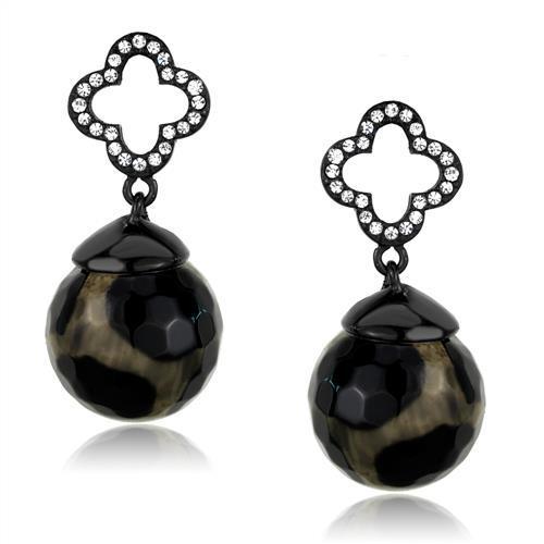 TK2384 IP Black(Ion Plating) Stainless Steel Earrings with Synthetic in Multi Color