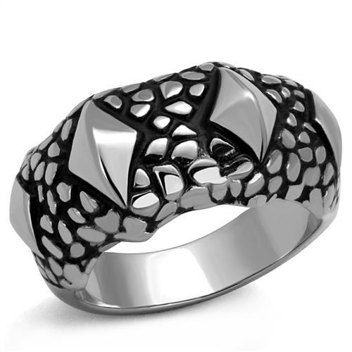 TK2513 High polished (no plating) Stainless Steel Ring with Epoxy in Jet