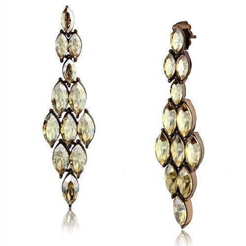 TK2632 IP Coffee light Stainless Steel Earrings with Top Grade Crystal in Champagne