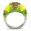 TK266 High polished (no plating) Stainless Steel Ring with Top Grade Crystal in Multi Color
