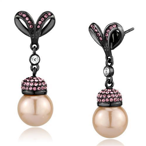 TK2710 IP Light Black  (IP Gun) Stainless Steel Earrings with Synthetic in Rose