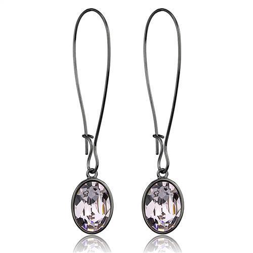 TK2719 IP Light Black  (IP Gun) Stainless Steel Earrings with Top Grade Crystal in Light Peach