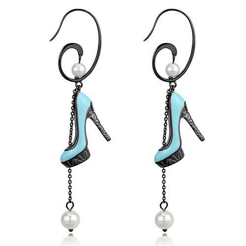 TK2721 IP Light Black  (IP Gun) Stainless Steel Earrings with Synthetic in White