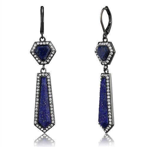 TK2723 IP Light Black  (IP Gun) Stainless Steel Earrings with Precious Stone in Montana