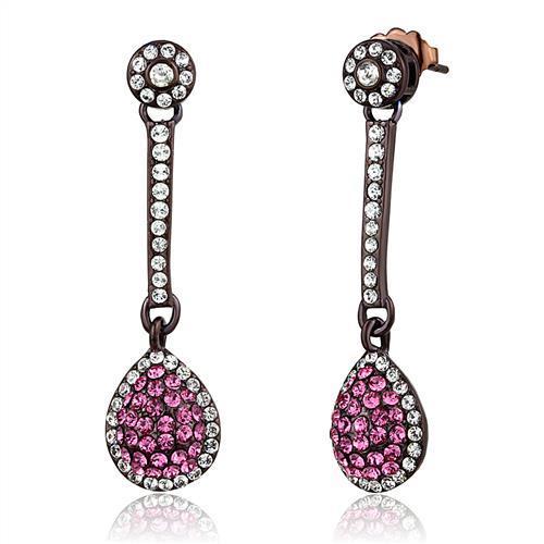 TK2724 IP Dark Brown (IP coffee) Stainless Steel Earrings with Top Grade Crystal in Rose