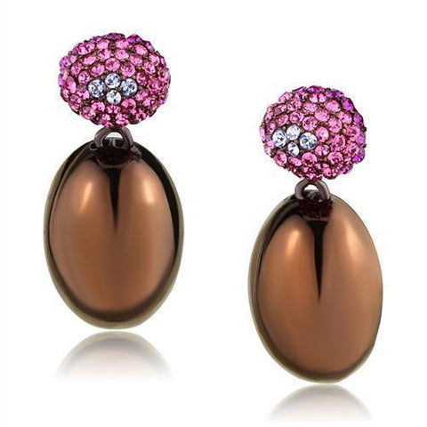 TK2787 IP Coffee light Stainless Steel Earrings with Top Grade Crystal in Multi Color