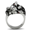 TK330 High polished (no plating) Stainless Steel Ring with Top Grade Crystal in Ruby