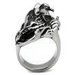 TK330 High polished (no plating) Stainless Steel Ring with Top Grade Crystal in Ruby