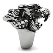 TK330 High polished (no plating) Stainless Steel Ring with Top Grade Crystal in Ruby