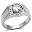TK353 High polished (no plating) Stainless Steel Ring with AAA Grade CZ in Clear