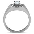 TK353 High polished (no plating) Stainless Steel Ring with AAA Grade CZ in Clear