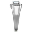 TK353 High polished (no plating) Stainless Steel Ring with AAA Grade CZ in Clear