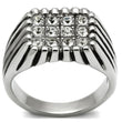 TK363 High polished (no plating) Stainless Steel Ring with Top Grade Crystal in Clear