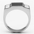 TK712 High polished (no plating) Stainless Steel Ring with Top Grade Crystal in Clear
