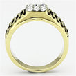 TK753 Two-Tone IP Gold (Ion Plating) Stainless Steel Ring with Top Grade Crystal in Clear
