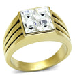 TK769 IP Gold(Ion Plating) Stainless Steel Ring with Top Grade Crystal in Clear