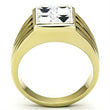 TK769 IP Gold(Ion Plating) Stainless Steel Ring with Top Grade Crystal in Clear