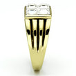 TK769 IP Gold(Ion Plating) Stainless Steel Ring with Top Grade Crystal in Clear