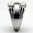 TK920 High polished (no plating) Stainless Steel Ring with Top Grade Crystal in Clear